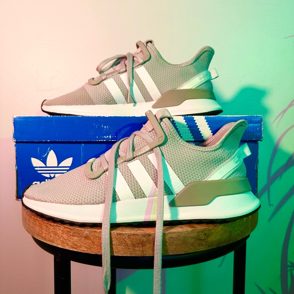 Adidas Light Gray and White Trainers